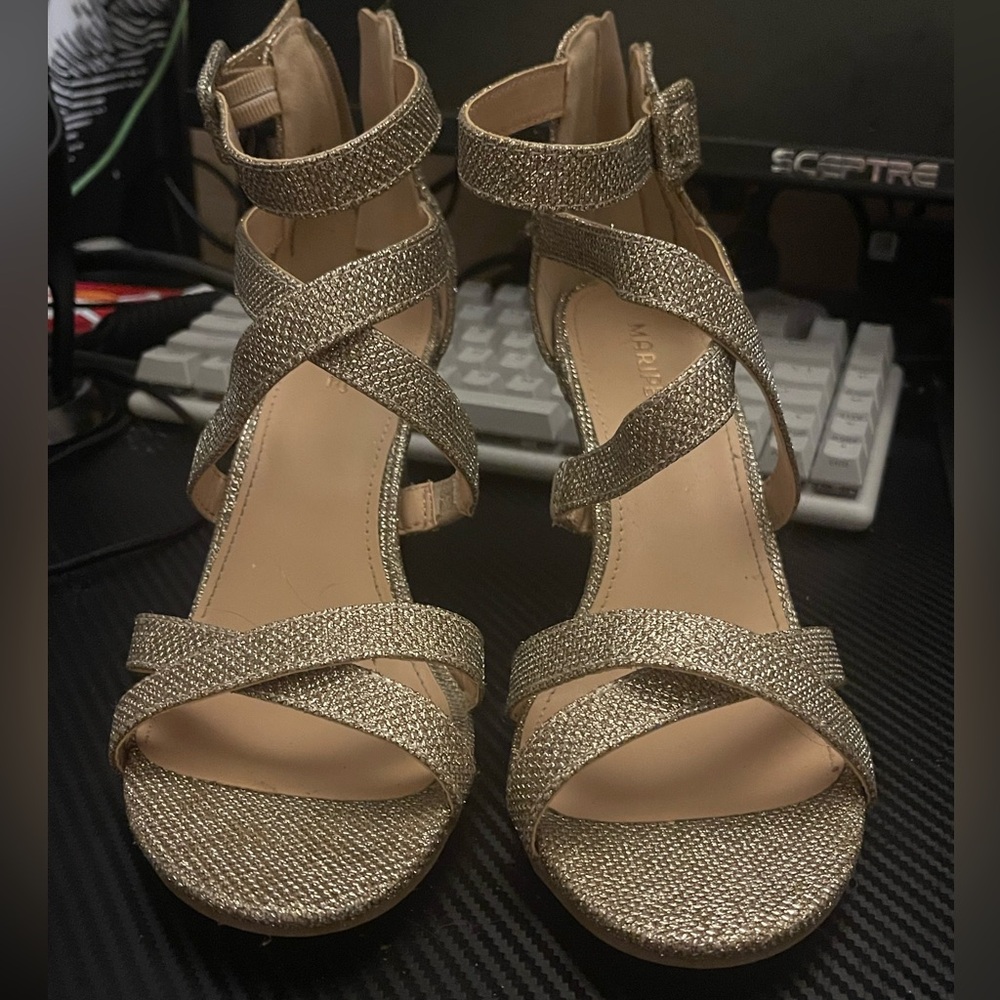 Gold glitter heels